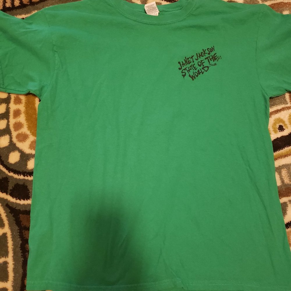 Green Janet Jackson State of the World Tour 2017 Local Crew T-Shirt